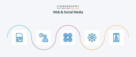 web en sociaal media blauw 5 icoon pak inclusief . gebruiker. gelukkig. cel. delen vector
