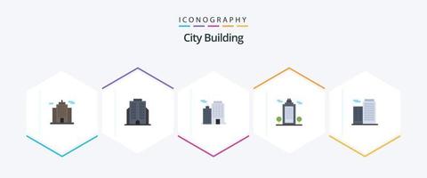 stad gebouw 25 vlak icoon pak inclusief . gebouw. corporatie. appartement. eco vector