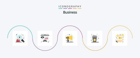 bedrijf vlak 5 icoon pak inclusief commissie. beker. Aankondiging. koffie pauze. breken vector