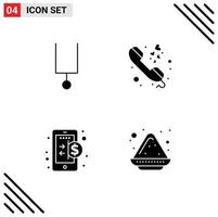 pictogram reeks van 4 gemakkelijk solide glyphs van instrument financiën telefoontje telefoon telefoontje kleur bord bewerkbare vector ontwerp elementen