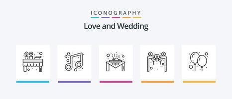 bruiloft lijn 5 icoon pak inclusief feest. ballon. geschenk diamant. muziek. schijf. creatief pictogrammen ontwerp vector