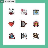 9 creatief pictogrammen modern tekens en symbolen van liefde pijl kaart webpagina geluid bewerkbare vector ontwerp elementen
