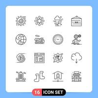 16 gebruiker koppel schets pak van modern tekens en symbolen van contact voedsel en drinken wolk vermaak bar teken bewerkbare vector ontwerp elementen
