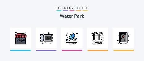 water park lijn gevulde 5 icoon pak inclusief . park. park. water. park. creatief pictogrammen ontwerp vector