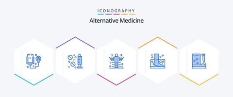 alternatief geneeskunde 25 blauw icoon pak inclusief welzijn. spa. zorg. ontspanning. geneeskunde vector