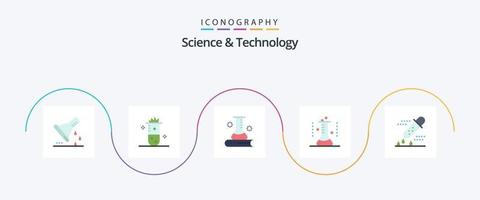 wetenschap en technologie vlak 5 icoon pak inclusief laboratorium fles. chemisch fles. nucleair splijting. wetenschappelijk. wetenschap informatie vector