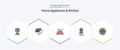 huis huishoudelijke apparaten en keuken 25 gevulde lijn icoon pak inclusief geiser. heet. hotel. warmte. kachel vector