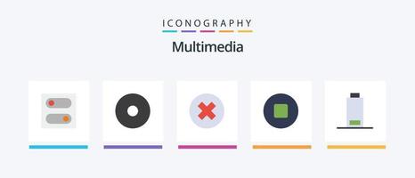 multimedia vlak 5 icoon pak inclusief . verwijderen. multimediaal. creatief pictogrammen ontwerp vector