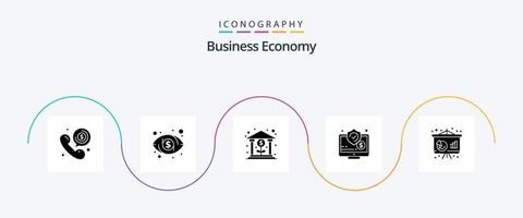 economie glyph 5 icoon pak inclusief bedrijf. scherm. bank. online. geld vector