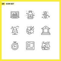 9 gebruiker koppel schets pak van modern tekens en symbolen van onderwijs kleur dna Canada boom bewerkbare vector ontwerp elementen