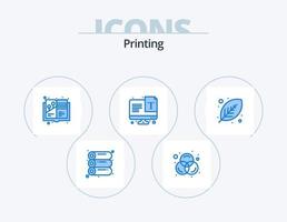 het drukken blauw icoon pak 5 icoon ontwerp. fabriek. groente. illustratie. eco. typografie vector