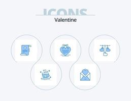 Valentijn blauw icoon pak 5 icoon ontwerp. liefde brief. hangende hart. liefde. hart. liefde brief vector