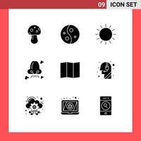 reeks van 9 modern ui pictogrammen symbolen tekens voor neus- ademen Dames lucht zonsopkomst bewerkbare vector ontwerp elementen