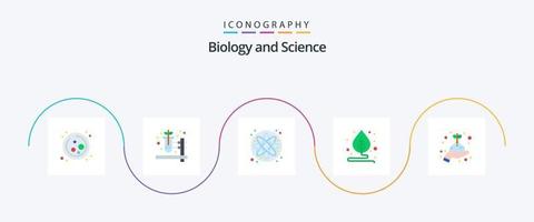 biologie vlak 5 icoon pak inclusief . hand. laboratorium. groeien. fabriek vector