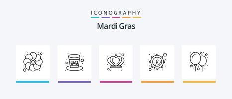 mardi gras lijn 5 icoon pak inclusief optocht. vakantie. trommel. hoed. viering. creatief pictogrammen ontwerp vector