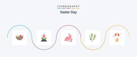 Pasen vlak 5 icoon pak inclusief ei. Pasen. Pasen. katje. natuur vector