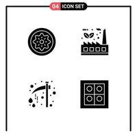 reeks van 4 modern ui pictogrammen symbolen tekens voor drinken duurzame kiwi tekening viering bewerkbare vector ontwerp elementen