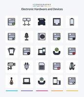 creatief apparaten 25 lijn gevulde icoon pak zo net zo elektrisch. haven. kaart. netwerk. ethernet vector