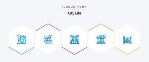 stad leven 25 blauw icoon pak inclusief stad. bank. stad. leven. pomp vector