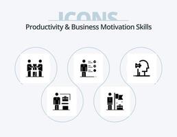 produktiviteit en bedrijf motivatie vaardigheden glyph icoon pak 5 icoon ontwerp. psychiatrie. baan vaardigheden. bedrijf. vaardigheden. team vector