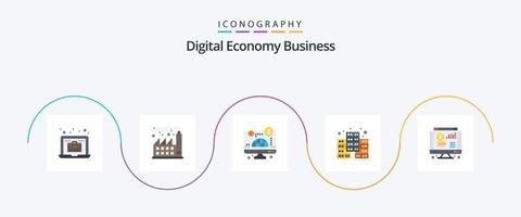 digitaal economie bedrijf vlak 5 icoon pak inclusief grafiek. online. online. dollar. economie vector