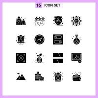 universeel icoon symbolen groep van 16 modern solide glyphs van huis bladzijde studie eco wetenschap cel bewerkbare vector ontwerp elementen