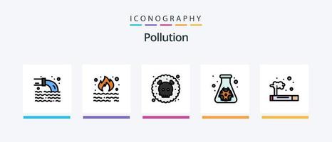 verontreiniging lijn gevulde 5 icoon pak inclusief . afval. brand. rook. gas. creatief pictogrammen ontwerp vector