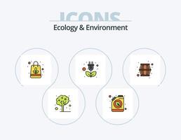 ecologie en milieu lijn gevulde icoon pak 5 icoon ontwerp. bier. licht. het dossier. lamp. energie vector