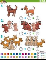 wiskundetoevoeging educatieve taak met hondenkarakters vector