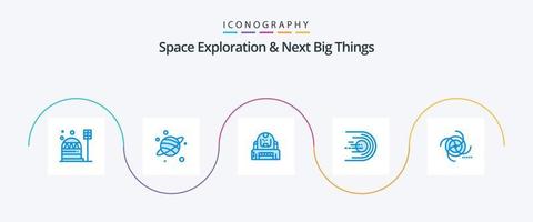 ruimte exploratie en De volgende groot dingen blauw 5 icoon pak inclusief ruimte. vlucht. astronaut. komeet. bescherming vector