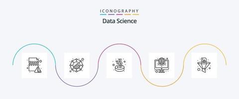 gegevens wetenschap lijn 5 icoon pak inclusief analyses. infrastructuur. netwerk. globaal. poort vector