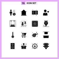 reeks van 16 modern ui pictogrammen symbolen tekens voor hart favoriete hut diploma certificaat bewerkbare vector ontwerp elementen