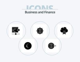 financiën glyph icoon pak 5 icoon ontwerp. . bitcoins. groei vector