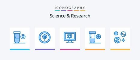 wetenschap blauw 5 icoon pak inclusief . wetenschap. wetenschap. aarde. ruimte. creatief pictogrammen ontwerp vector