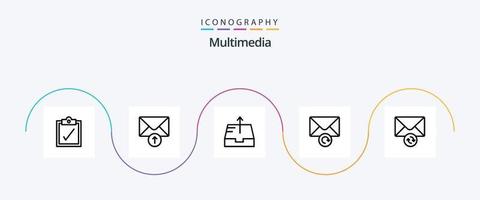 multimedia lijn 5 icoon pak inclusief . mail. bericht vector