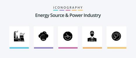 energie bron en macht industrie glyph 5 icoon pak inclusief Spanning. bout. ampère meter. werk. ingenieur. creatief pictogrammen ontwerp vector