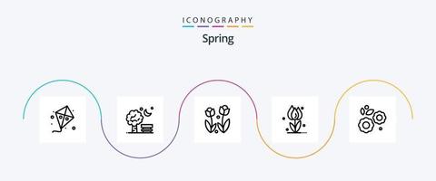 voorjaar lijn 5 icoon pak inclusief natuur. bloemen. ballon. flora. roos vector