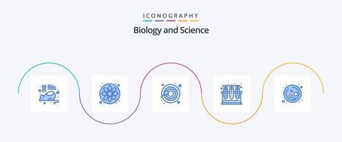 biologie blauw 5 icoon pak inclusief groeien. molecuul. reproductie. cel. wetenschap vector
