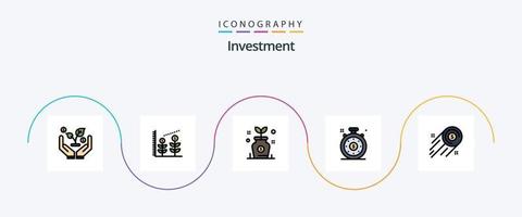 investering lijn gevulde vlak 5 icoon pak inclusief . groei. investering. dollar munt. snelheidsmeter vector