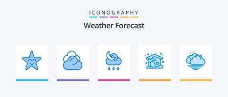 weer blauw 5 icoon pak inclusief . warm. maan. wolk. het weer. creatief pictogrammen ontwerp vector