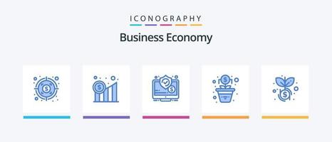 economie blauw 5 icoon pak inclusief investering. dollar. monitor. boom. groei. creatief pictogrammen ontwerp vector