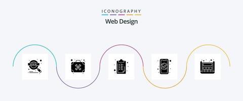 web ontwerp glyph 5 icoon pak inclusief ontwerp. mobiel. werk. controleren. app vector