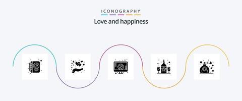 liefde glyph 5 icoon pak inclusief liefde. drankje. liefde. wijn. fles vector