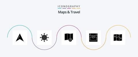 kaarten en reizen glyph 5 icoon pak inclusief . synchroniseren. kaart vector