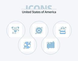 Verenigde Staten van Amerika blauw icoon pak 5 icoon ontwerp. . pakketjes. knakworst. geld. teken vector