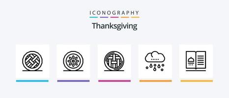dankzegging lijn 5 icoon pak inclusief taart. voedsel. dankzegging. diner. dankzegging. creatief pictogrammen ontwerp vector