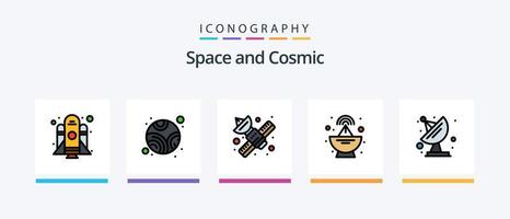 ruimte lijn gevulde 5 icoon pak inclusief . communicatie. antenne. antenne. planeet. creatief pictogrammen ontwerp vector