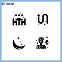 universeel icoon symbolen groep van 4 modern solide glyphs van huis nacht avondeten omhoog weer bewerkbare vector ontwerp elementen