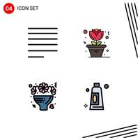 4 creatief pictogrammen modern tekens en symbolen van uitlijnen rozen bloem boeket room bewerkbare vector ontwerp elementen