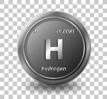 waterstof scheikundig element. chemisch symbool met atoomnummer en atoommassa. vector